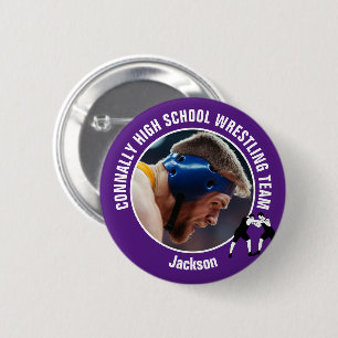 Purple Wrestling Team Photo High School Wrestler 6 Cm Round Badge