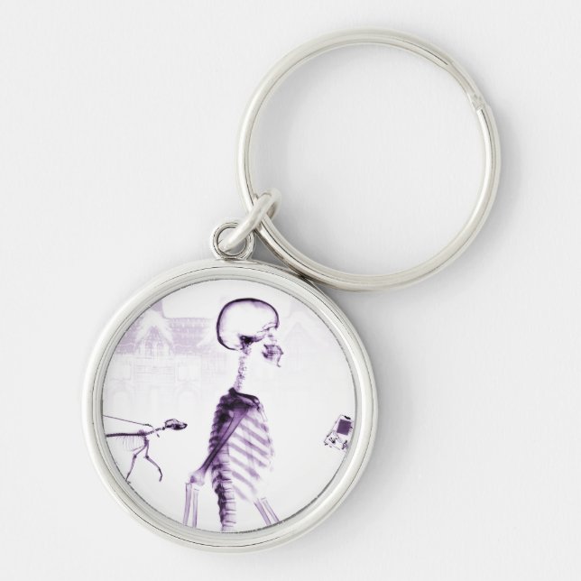 Purple X-Ray Skeleton City Scene Key Ring (Front)