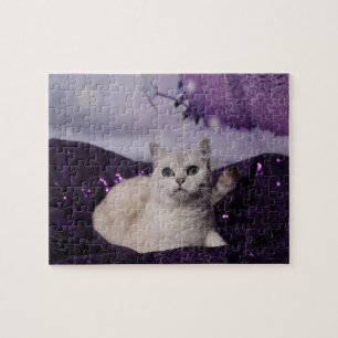 Purple XMAS Cats Jigsaw Puzzle