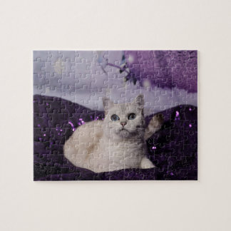 Purple XMAS Cats Jigsaw Puzzle