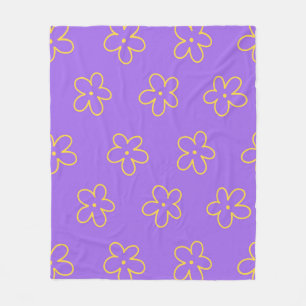 Purple Y2K Vibrant Wildflower Bold Retro Spring  Fleece Blanket