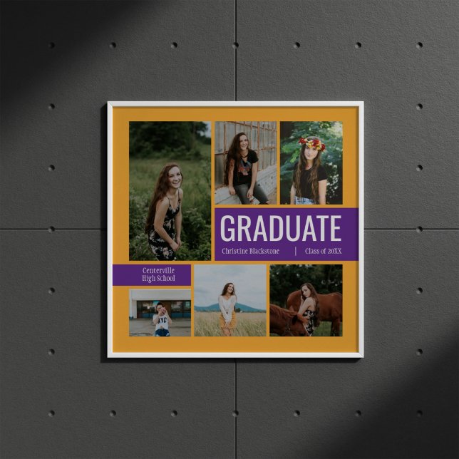 Purple & Yellow 6 Photo Graduation Poster (Creator Uploaded)