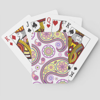 Purple, yellow and pink paisley playing cards