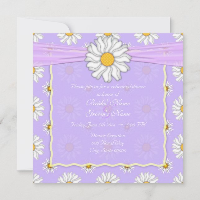 Purple Yellow and White Floral Rehearsal Dinner Invitation (Front)