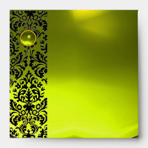 PURPLE YELLOW BLACK DAMASK Amethyst ,Topaz Gold Envelopes