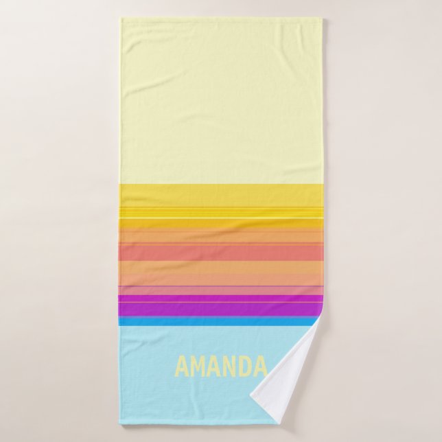 Purple Yellow Blue Stripes Bath Towel (Bath Towel)