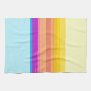 Purple Yellow Blue Stripes Tea Towel