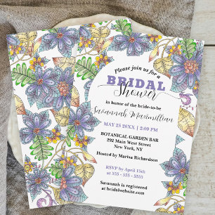 Purple Yellow Botanical Garden Bridal Shower Invitation