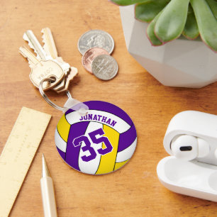 purple yellow boys custom volleyball jersey number key ring
