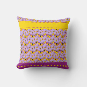 Purple Yellow Butterflies Cushion