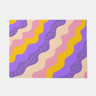 Purple Yellow Celestial Stripe Groovy Abstract Doormat