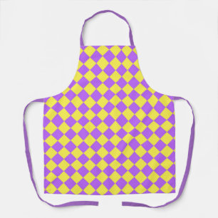 Purple Yellow Chequered Diamond Pattern Apron