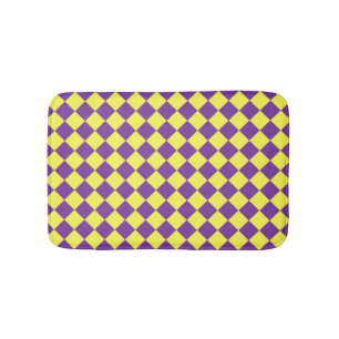 Purple Yellow Chequered Diamond Pattern  Bath Mat