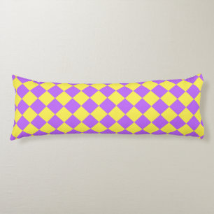 Purple Yellow Chequered Diamond Pattern Body Cushion