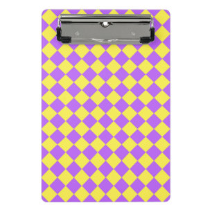 Purple Yellow Chequered Diamond Pattern Mini Clipboard