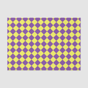 Purple Yellow Chequered Diamond Pattern Tissue Paper