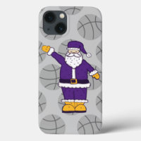 purple yellow christmas basketball santa claus