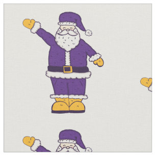 purple yellow christmas santa claus fabric