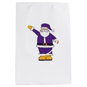 purple yellow christmas santa claus medium gift bag