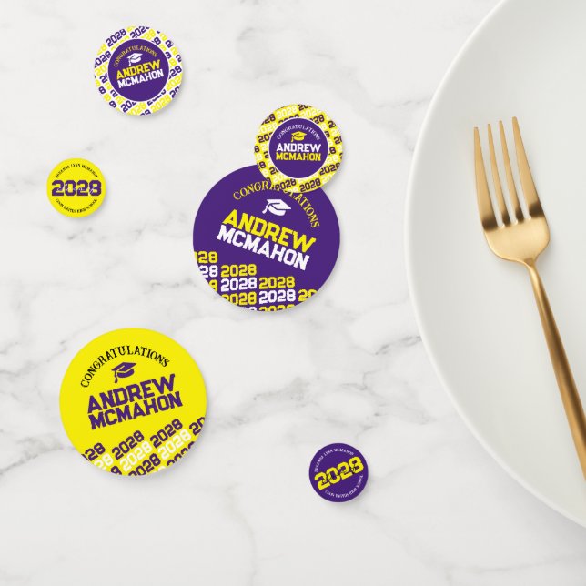 Purple Yellow Class of ANY YEAR Personalised Party Confetti (Group)
