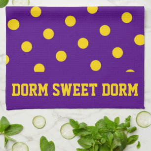 Purple Yellow College Team Cool Fun Dorm School Tea Towel