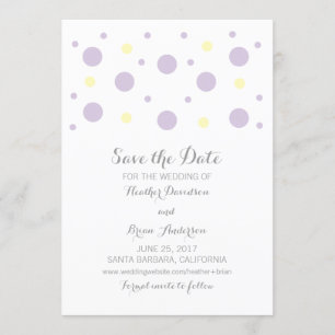 Purple Yellow Confetti Save the Date Invite