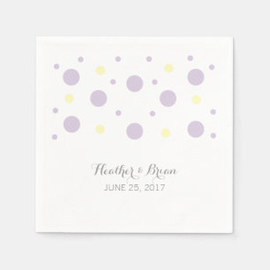 Purple Yellow Confetti Wedding Paper Napkins