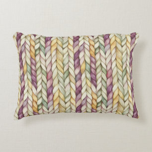 Purple Yellow Cream Green Woven Stripes Decorative Cushion