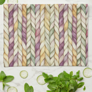 Purple Yellow Cream Green Woven Stripes Tea Towel