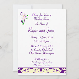 Purple, Yellow, Damask Bridal Shower Invitation