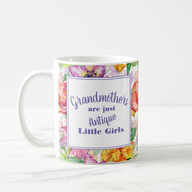 Purple Yellow Floral Grandmothers Little Girls Coffee Mug (Left)
