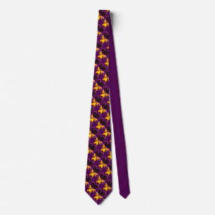 Purple Yellow Floral Johnny Jump Up Flower Tie