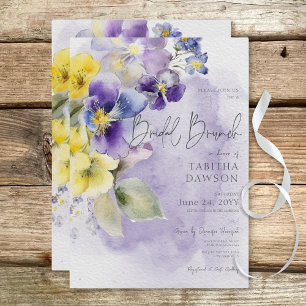 Purple & Yellow Floral Modern Bridal Brunch Invitation