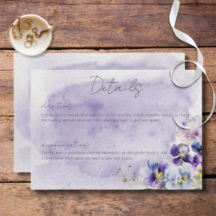 Purple & Yellow Floral Modern Details Enclosure Card