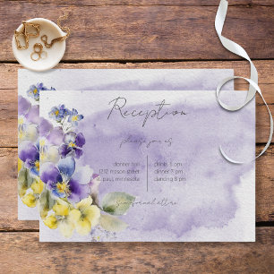 Purple & Yellow Floral Modern Reception Enclosure Card