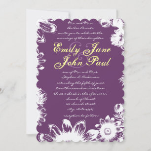 Purple Yellow Floral Wedding Invitation