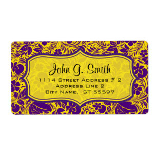 Purple & Yellow Floras And LeafsPattern-Template