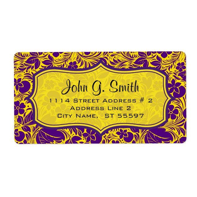 Purple & Yellow Floras And LeafsPattern-Template (Front)