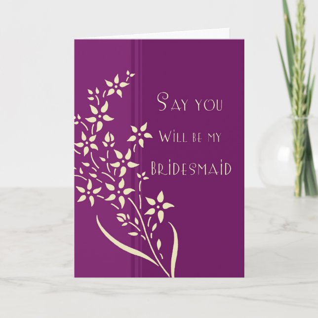 Purple & Yellow Flower Bridesmaid Invitation Card (Front)