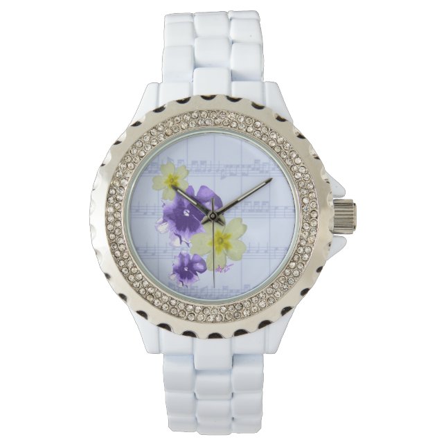 Purple & Yellow Flowers Sheet Music Watch (Front)