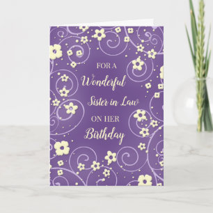 Purple Yellow Flowers Sister in Law Birthday Card