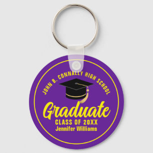Purple Yellow Graduate Custom 2025 Graduation Key Ring