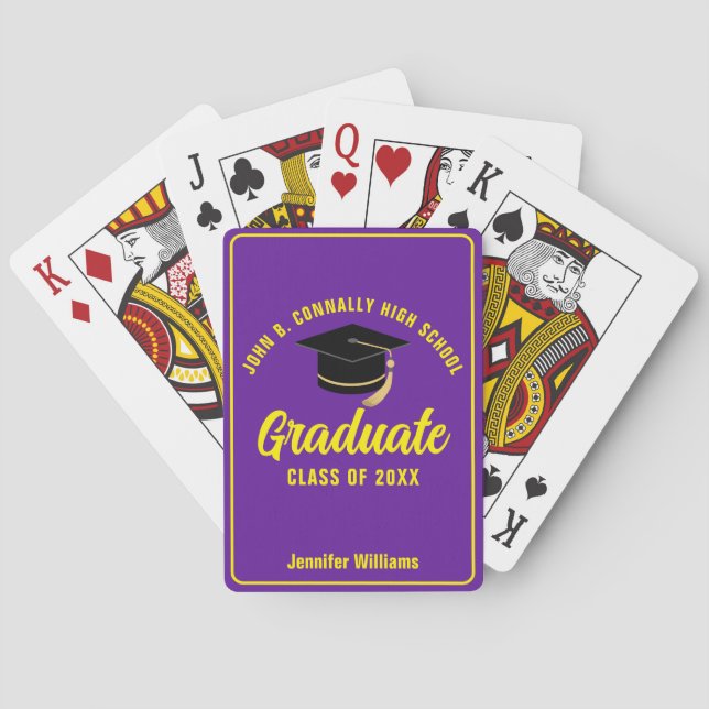 Purple Yellow Graduation Custom 2025 Graduate Playing Cards (Back)