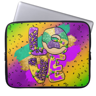 PURPLE YELLOW GREEN LOVE BEADS DONUT LAPTOP SLEEVE