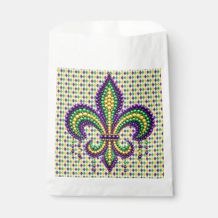 Purple yellow green Mardi Gras fleur de lis Favour Bags