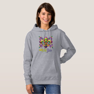 Purple yellow green Mardi Gras fleur de lis Hoodie