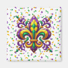 Purple yellow green Mardi Gras fleur de lis