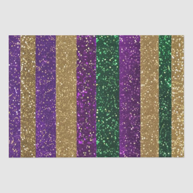 Purple Yellow Green Mardi Gras Glitter Pattern Tissue Paper (Front)