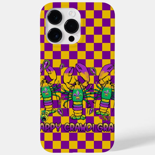 PURPLE YELLOW GREEN MARDI GRAS LOBSTERS Case-Mate iPhone CASE (Back)