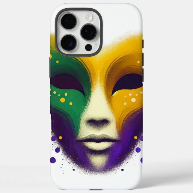 Purple yellow green Mardi Gras mask Case-Mate iPhone Case (Back)